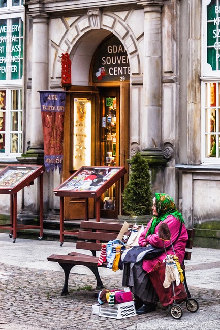 Street saleswoman in Gdansk