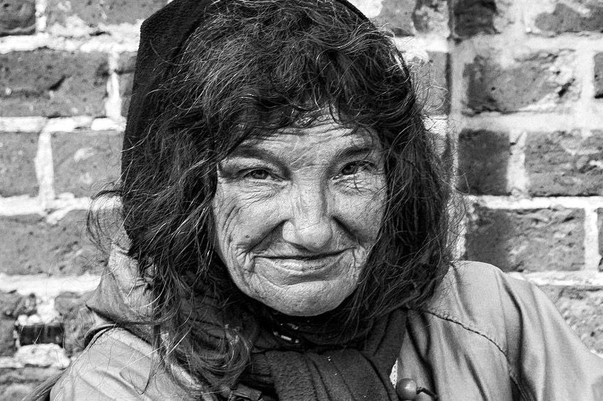 Homeless woman in Hamburg