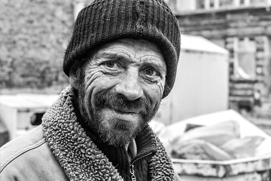 Homeless man in Gdansk, Poland