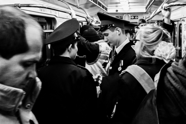 Cadets in the Metro in Moscow, Russia