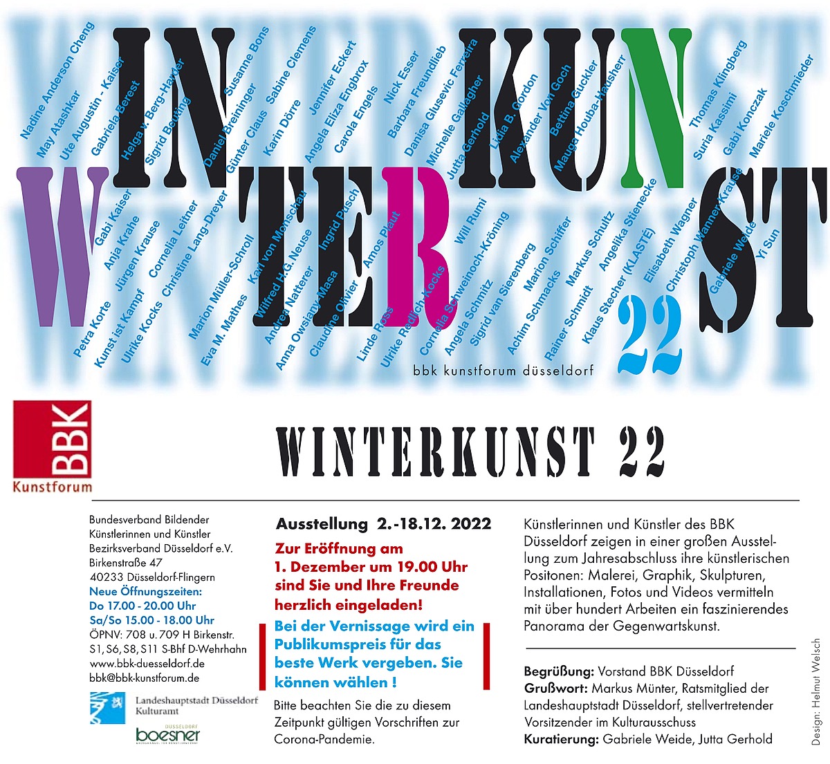 Invitation flyer for the exhibition BBK Winterkunst 22 in Düsseldorf