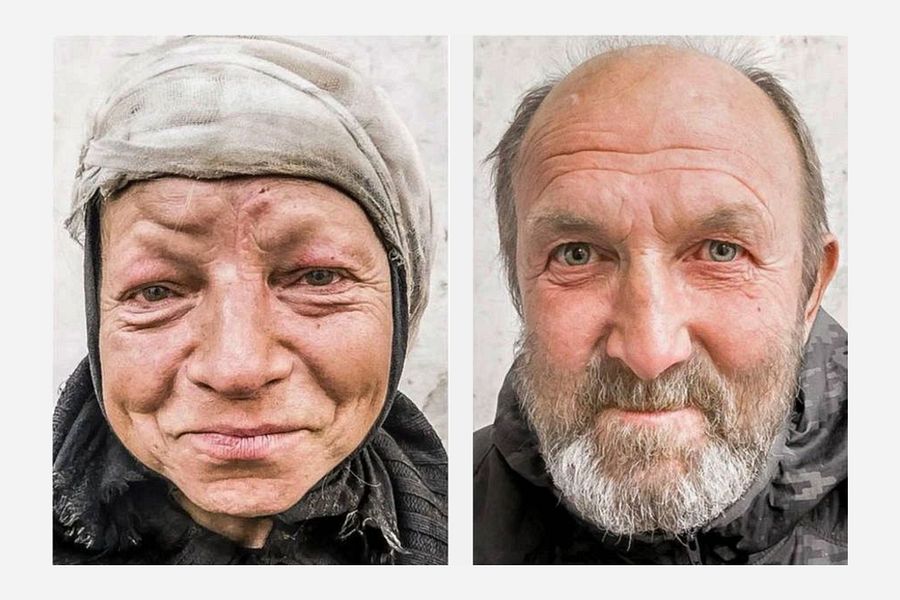 Portraits of homeless people in Moscow, Russia