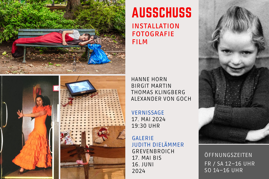 Ausstellung Ausschuss in Grevenbroich, Fotografie und Film. Hanne Horn, Alexander von Goch, Birgit Martin, Thomas Klingberg.
