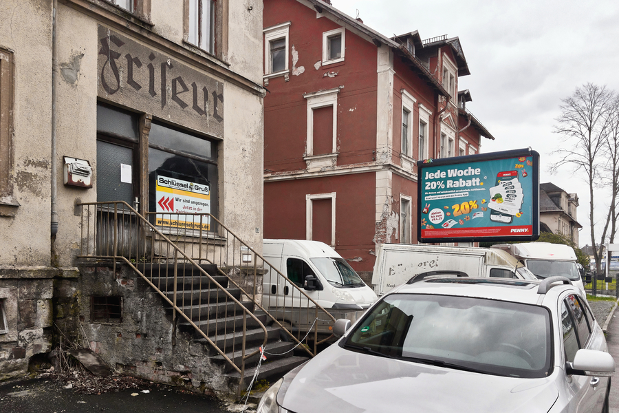 Ruine eines ehemaligen Friseursalons in Chemnitz-Siegmar, Zwickauer Straße