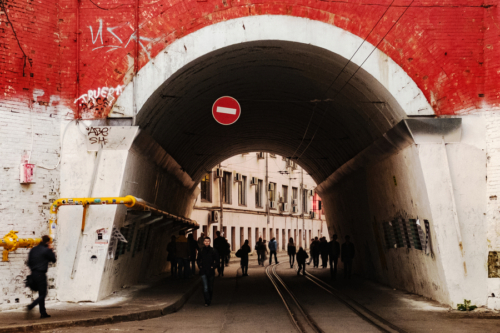 Gegend hinter dem Kursker Bahnhof in Moskau