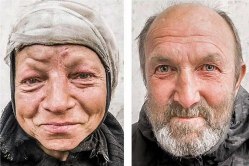 Portraits von wohnungslosen Menschen in Moskau